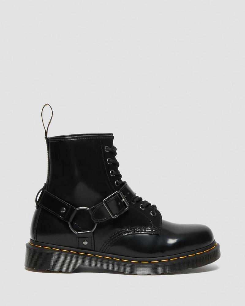 Women's Dr Martens 1460 Harness Leather Lace Up Boots Black | AU 165RVD